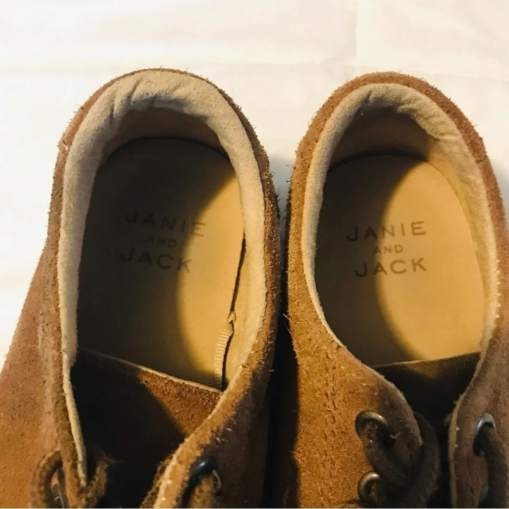 Janie and Jack Brown Leather Suede Lace Up Sneaker Shoes Boy’s size 12 4 4T 5